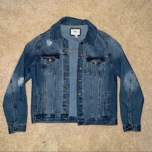 Forever 21 Oversized Distressed Denim Jacket